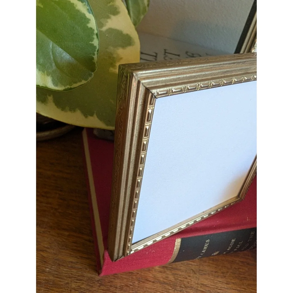 Vintage Miniature Gold Picture Frame Set Ornate Beaded Filigree Sm 3pc Lot *READ